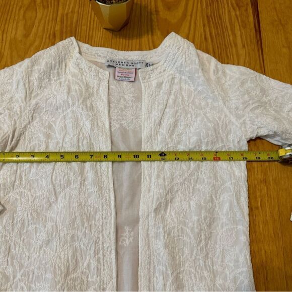 Gretchen Scott Designs White Lace Embroidered Tunic Open Front Cover Up SZ XS - Picture 7 of 9